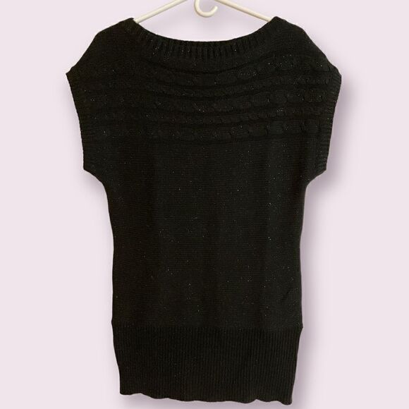 TakeOut Black Sparkly Sleeveless Cardigan - Picture 1 of 3